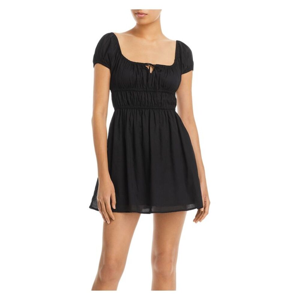 FAITHTHE BRAND Womens Black Tie Lined Pullover Pouf Sleeve Mini Dress 12